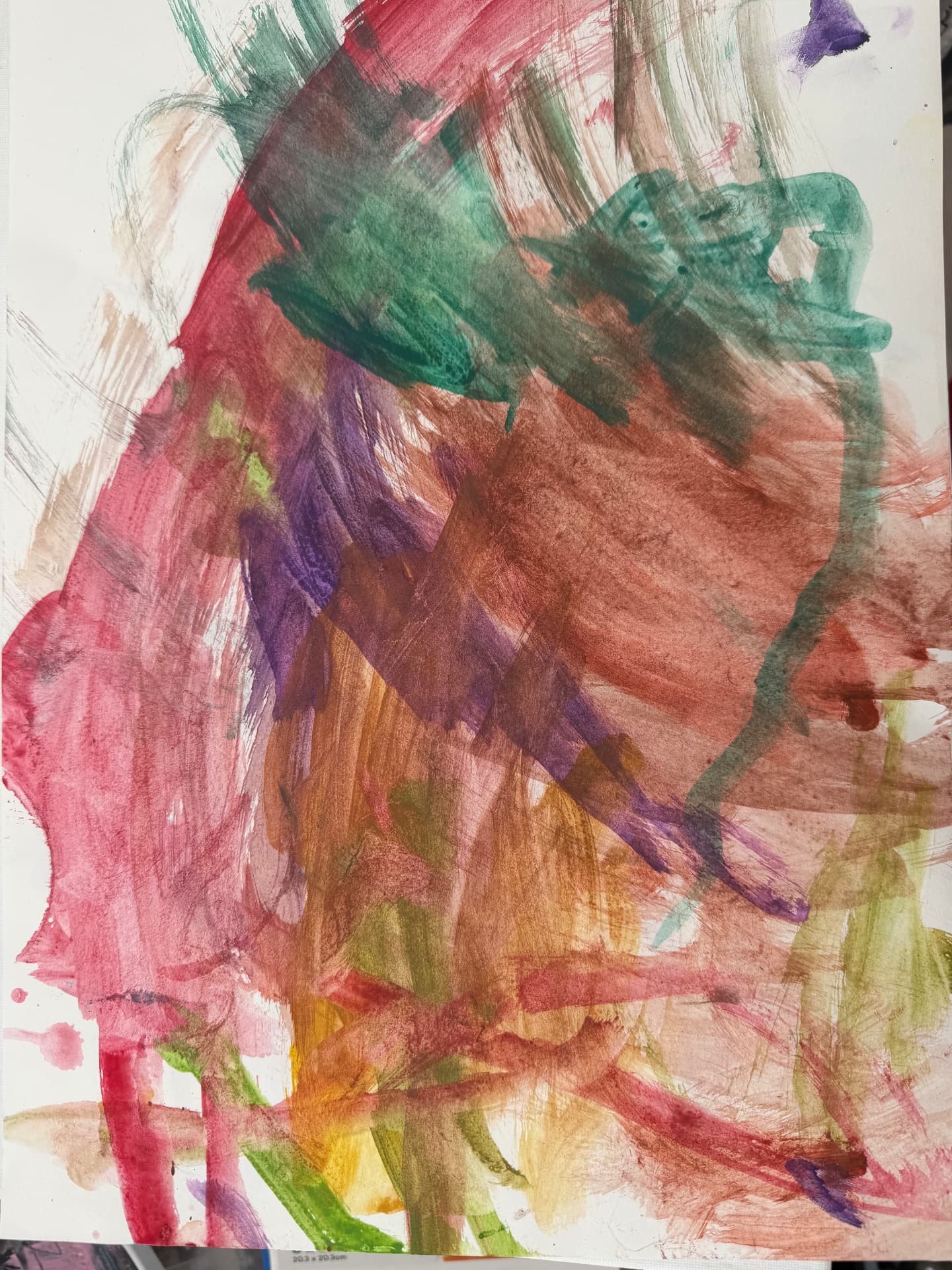 Soft pink, green and purple abstract painting by Robbie
