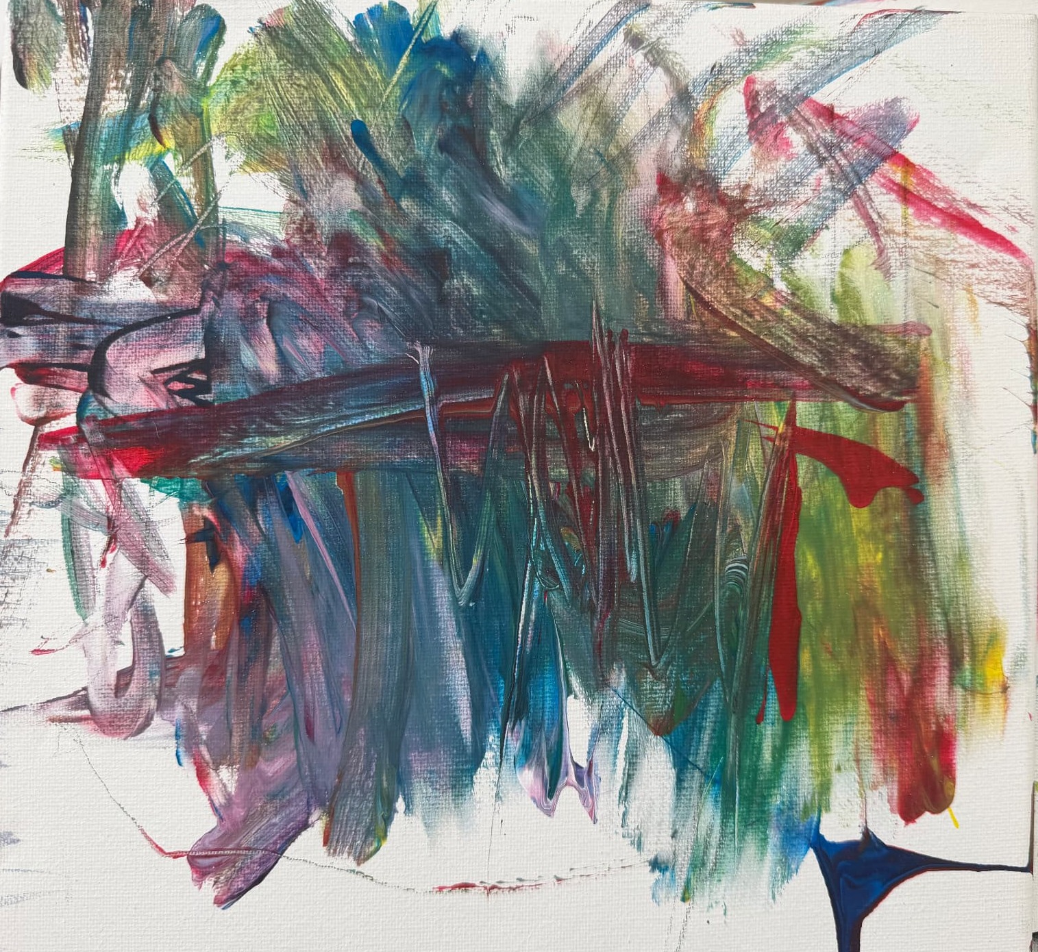Multicoloured sweeping abstract painting by Robbie